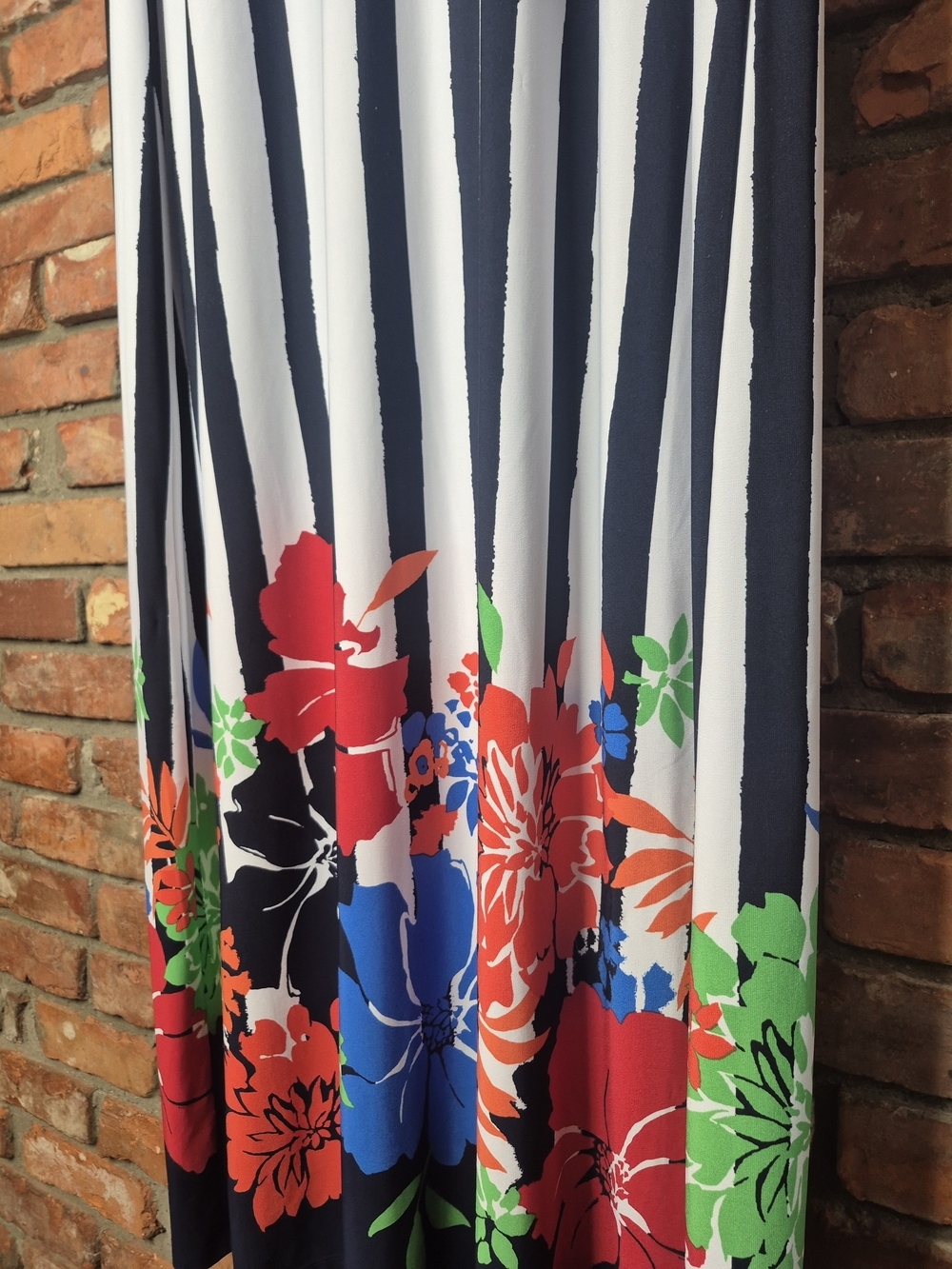 Ruby Rd. Striped Floral Border Maxi Dress XL Sleeveless Stretch - Picture 3 of 7